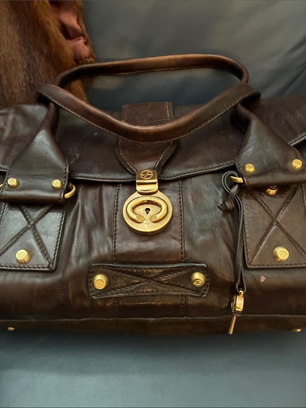 Francesco Biasi Classic Brown Leather Satchel / Tote